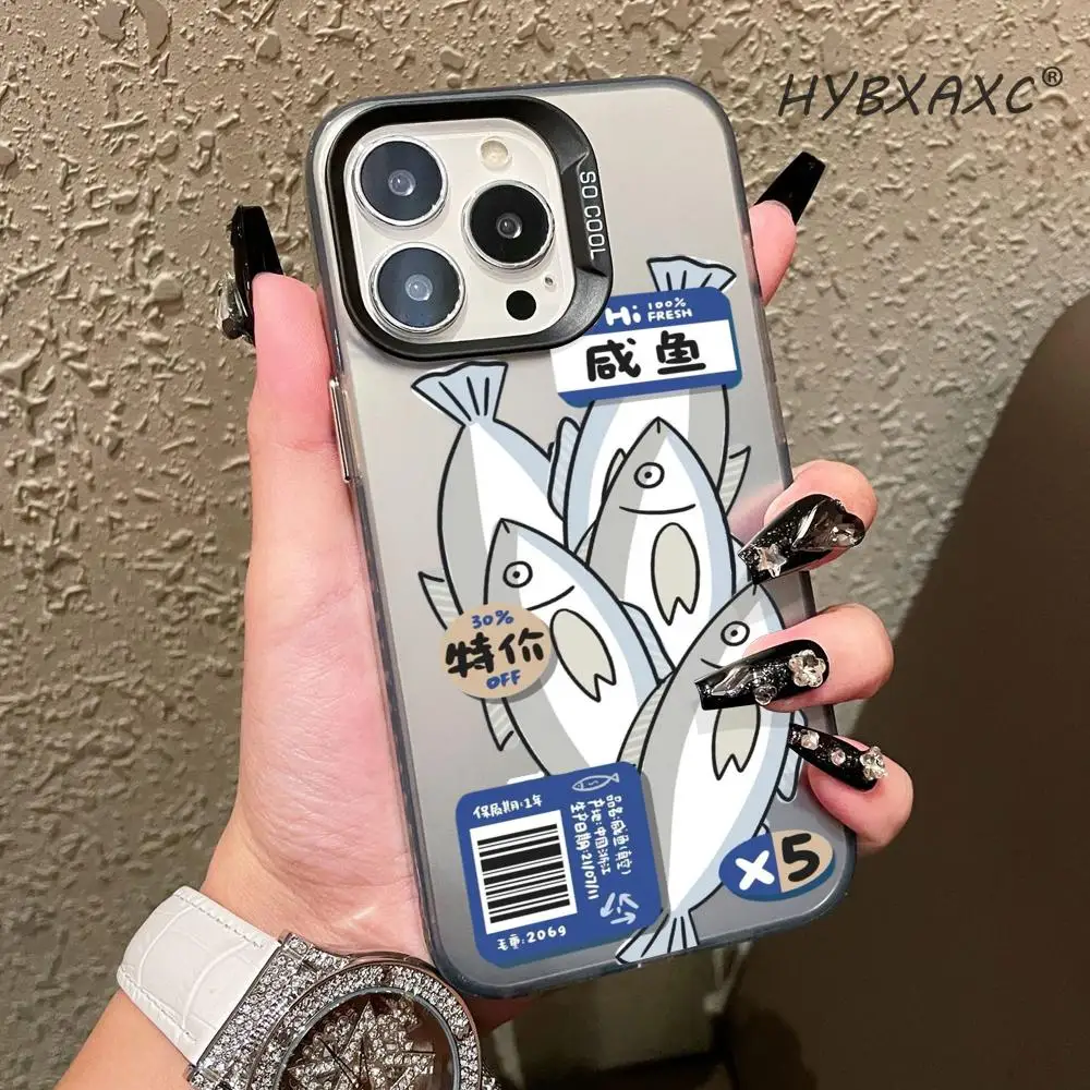 Discounted Salted Fish Phone Case For iPhone 16 15 14 13 12 11 Pro Max Plus Mini Clear Soft TPU Cover