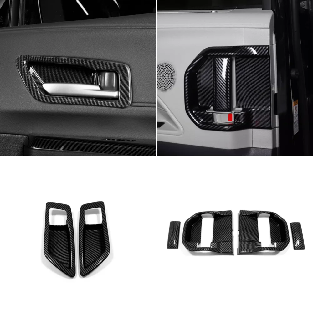 

ABS Carbon fiber Car inner door Bowl protector frame Decoration Cover Trim For Toyota SIENNA 2021 2022 LHD Accessories 4PCS