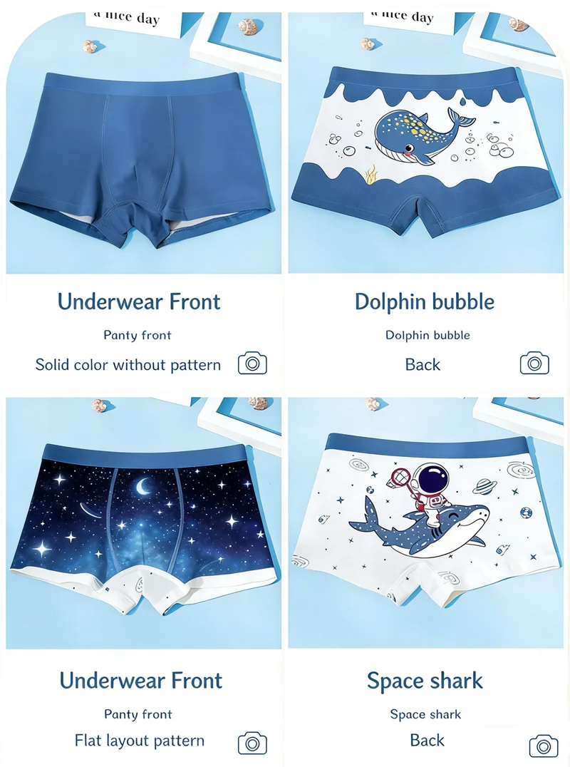 Jungen Baumwollunterwäsche „Ozean-Astronaut“ – Farbecht, Atmungsaktiv, Schweißabsorbierend, Kinderkleidung im lebhaften, trendigen Stil mit flachen Ecken – Detail 4