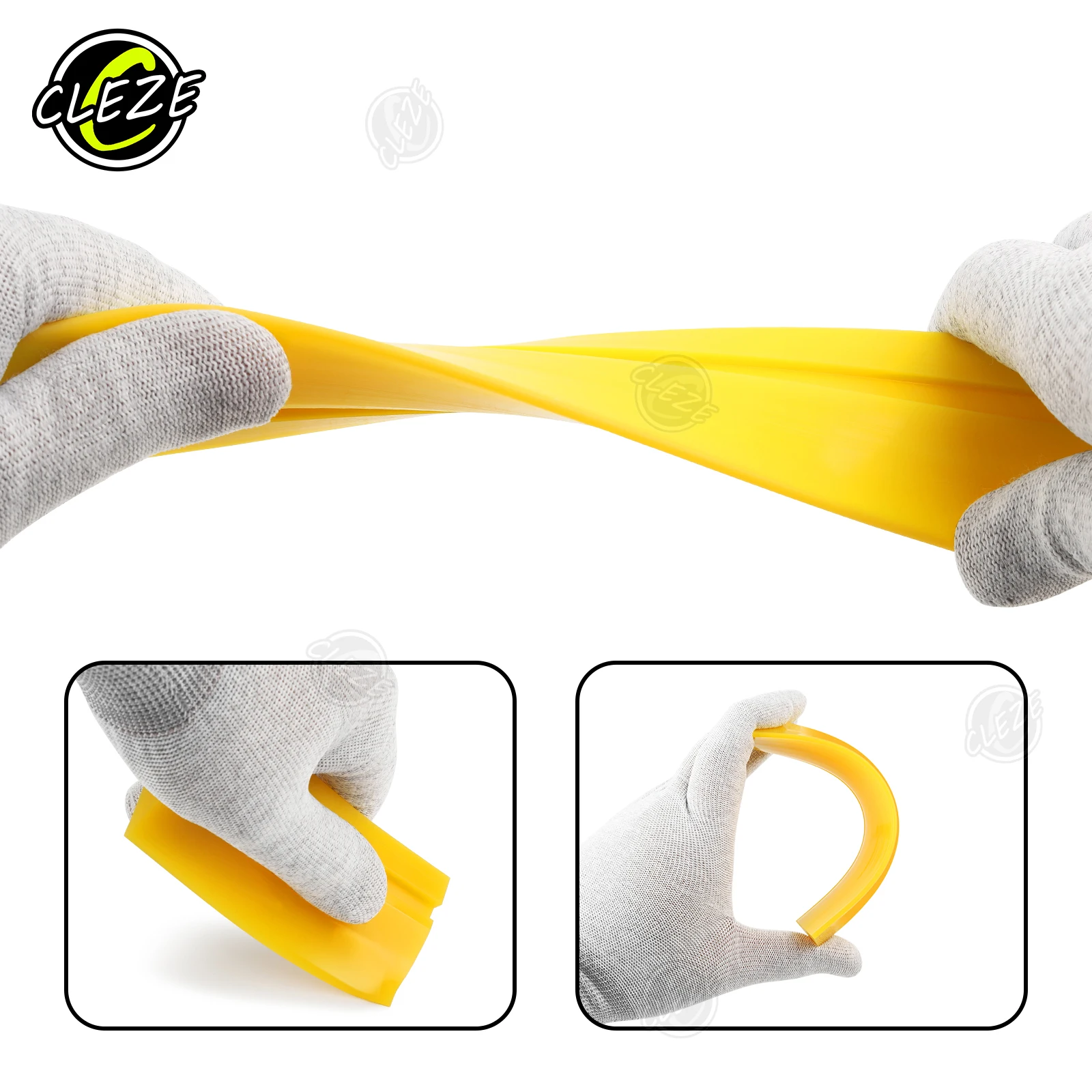 CLEZE 2PCS Yellow Trapezoid PPF Squeegee Replaceable TPU Blade Window Tint Vinyl Wrap Film Installation Scraper Tool
