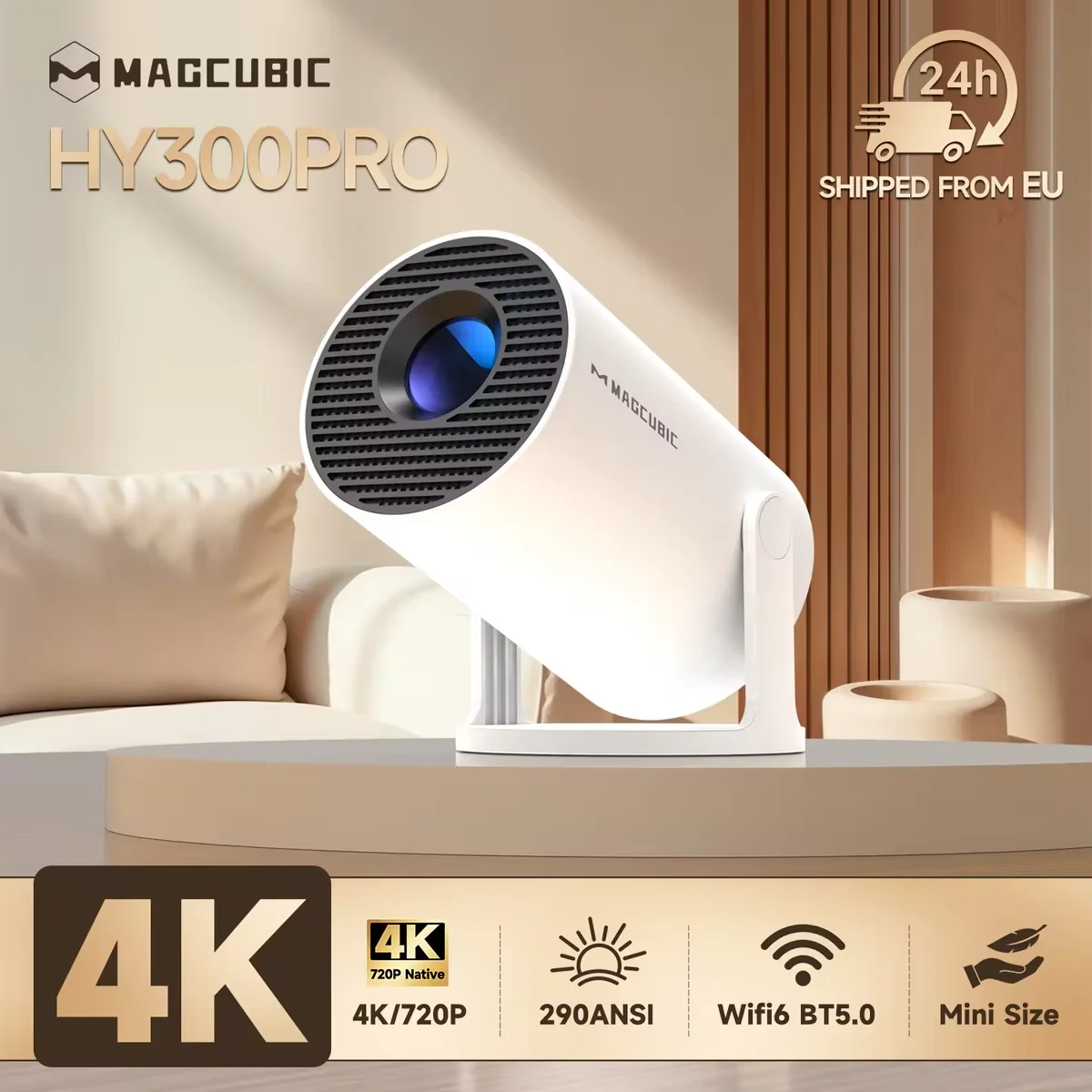 Projecteur magnétique 4K Android 11 HY300 Pro Wifi6 290ANSI Allwinner H713 BT5.0 1080P 1280*720P cinéma projecteur portable extérieur