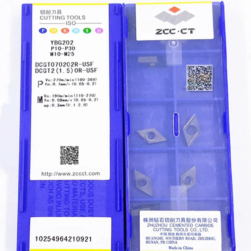 DCGT070201L-USF YBG202/DCGT070202R-USF YBG202/DCGT11T302R-USF YBG202/DCGT11T302L-USF YBG202 ZCC.CT CNC carbide inserts 10pcs/box