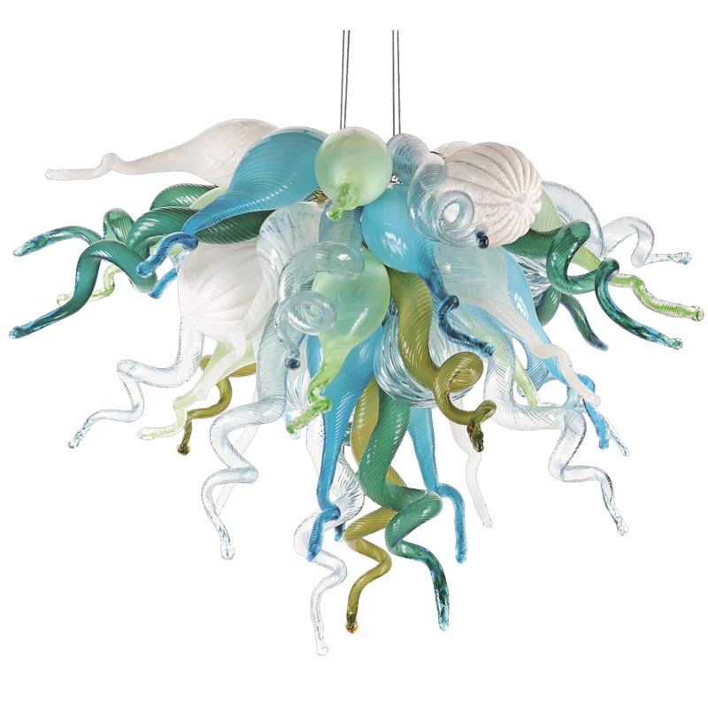 American Pride Chandelier Lighting 50 by 40cm Handmade Blown Glass LED Pendant Light for New House Decoration