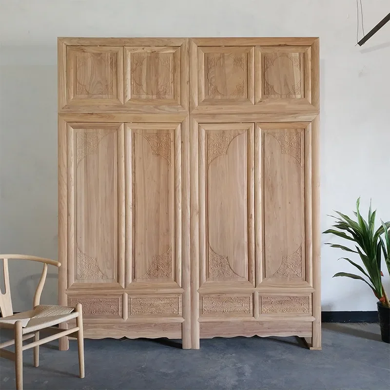 Clothes cabinet all solid wood bedroom wardrobe furniture white stubble white embryo