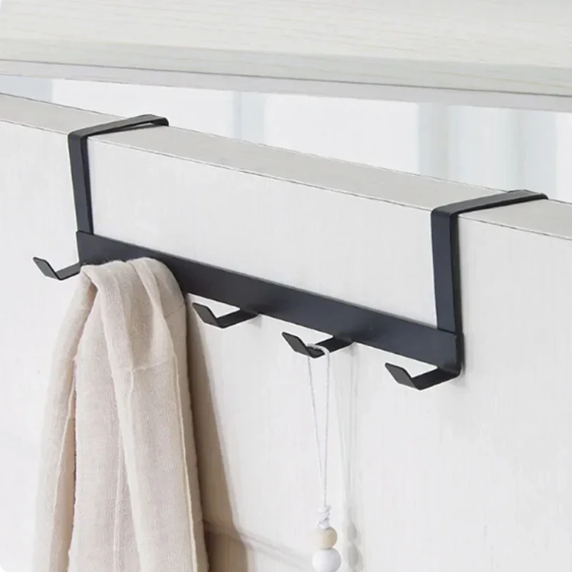 

No Punching 5 Hooks Door Rear Hook Wrought Iron Clothes Bag Hanger Hat Sundries Storage Rack Hanger Home Bathroom Organizer