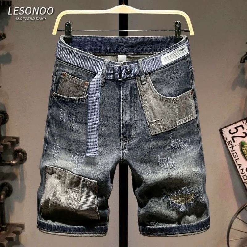 

New Summer Classic Fashionable American Retro Straight-Leg Stretch Denim Shorts Men's Casual Loose Fit Sports High Quality Short
