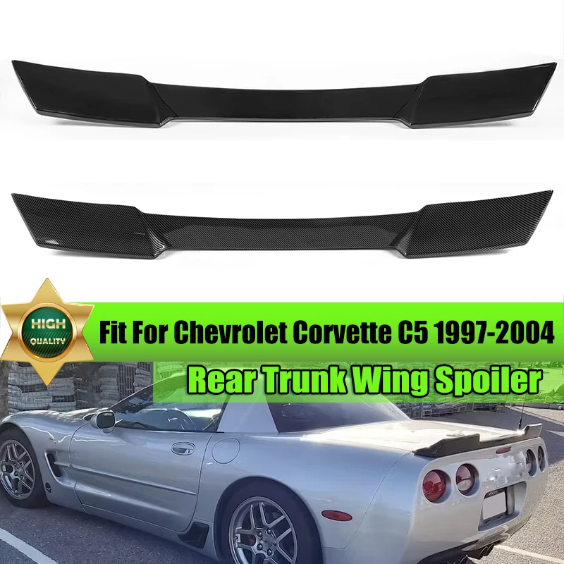 ZR1 Extended Style Car Rear Wing Trunk Spoiler Lid Gloss Black Carbon Fiber Look Fit For Corvette C5 1997-2004 Car Accessories