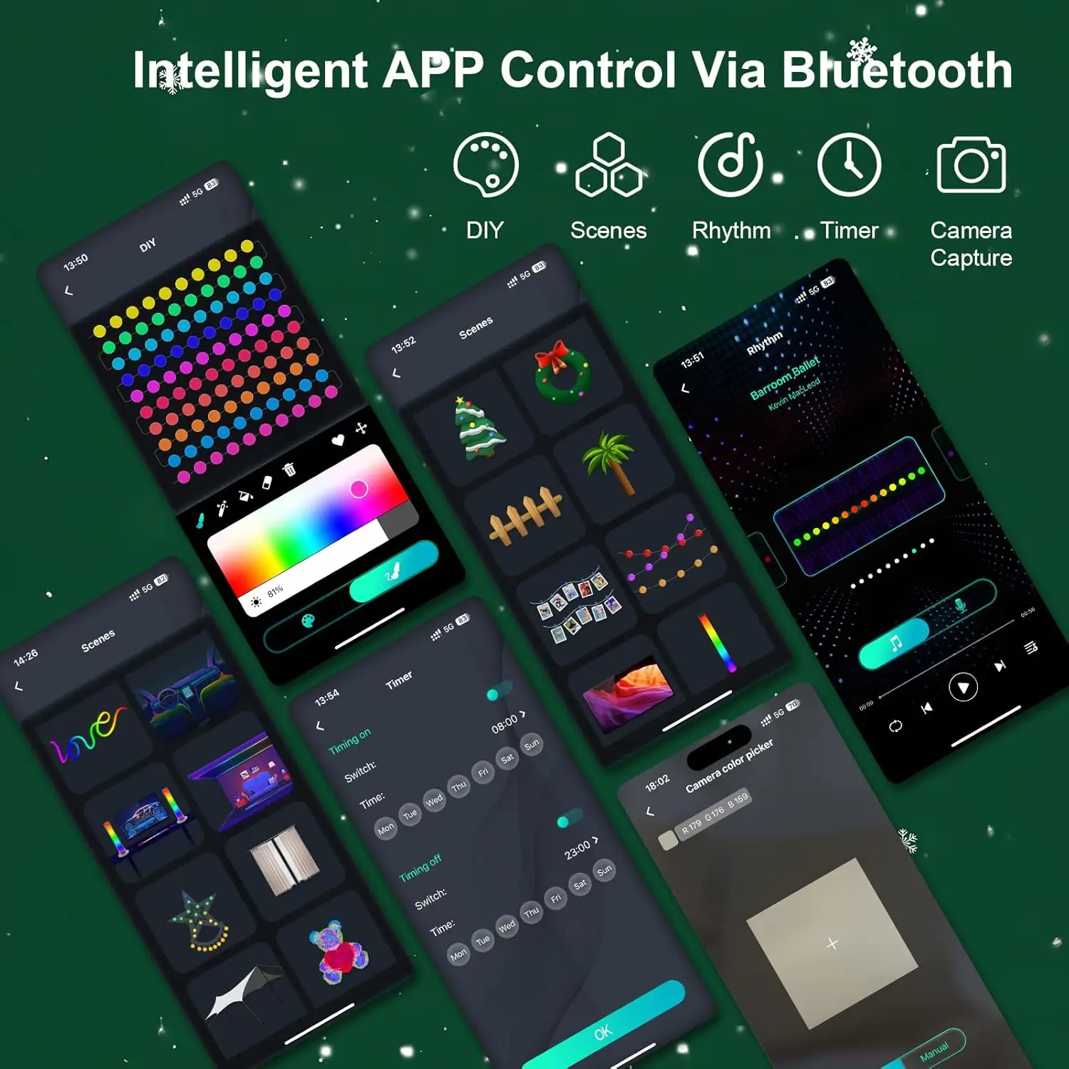 الذكية غلوب سلسلة أضواء 5/10 متر RGB اللون تغيير LED سلسلة الجنية أضواء التطبيق وجهاز التحكم عن بعد لحديقة حفلة زينة عيد الميلاد #2