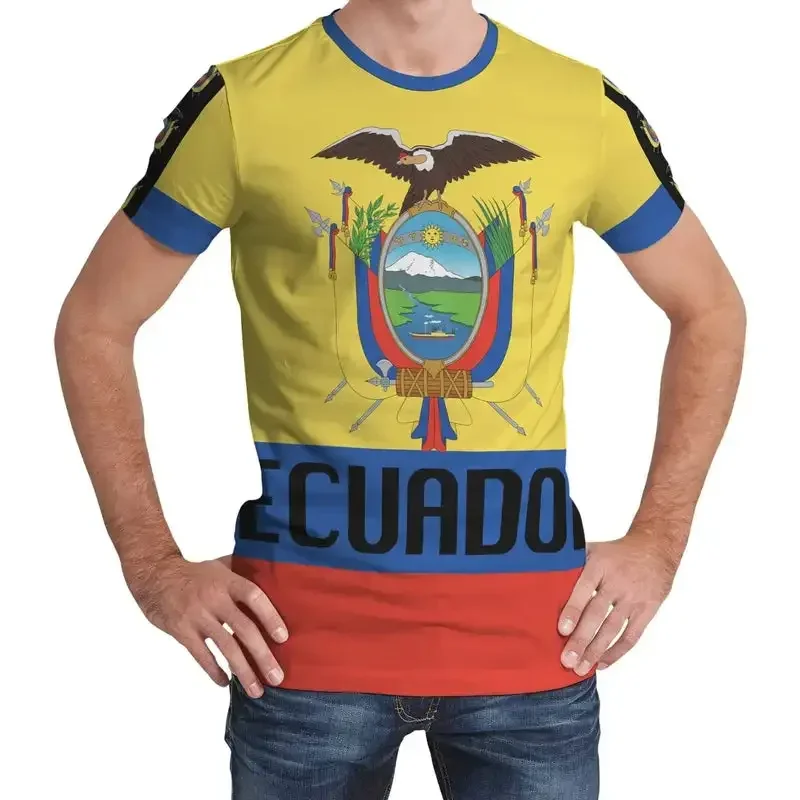 New Ecuador Flag Coat of Arms T-shirt Summer Casual Streetwear Men\'s Fashion O-neck T-shirts Boys Oversized Short Sleeve Tops