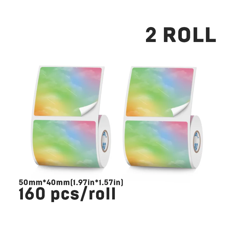 SINMARK 2 Rollen bunter Etikettenaufkleber für tragbare Thermodrucker SK58, selbstklebendes Papier, unterstützt Phomemo M110/M200-Drucker – Detail 7