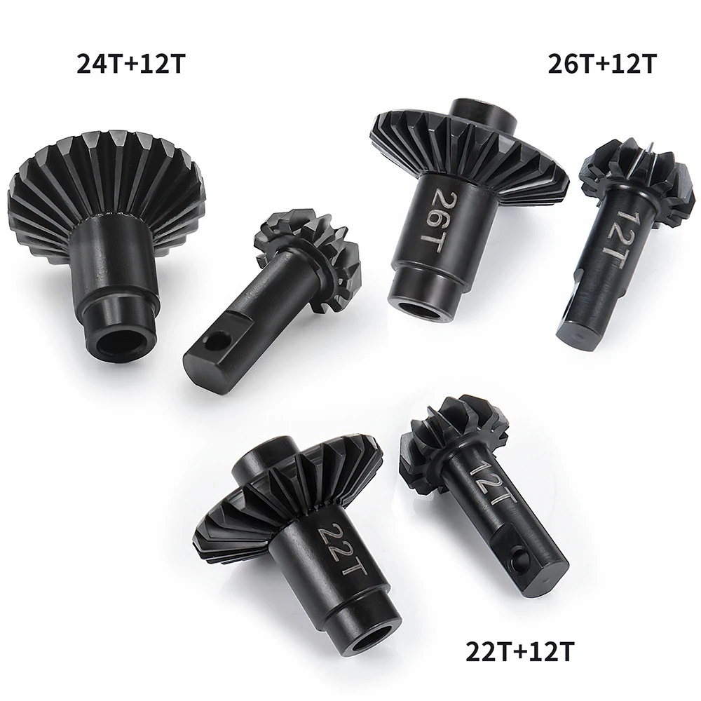 MIBIDAO 40CR 스틸 22T&10T 22T&12T 24T&12T 26T&12T 디프 액슬 기어 TRX-4M 1/18 RC 크롤러 자동차 업그레이드 부품 액세서리