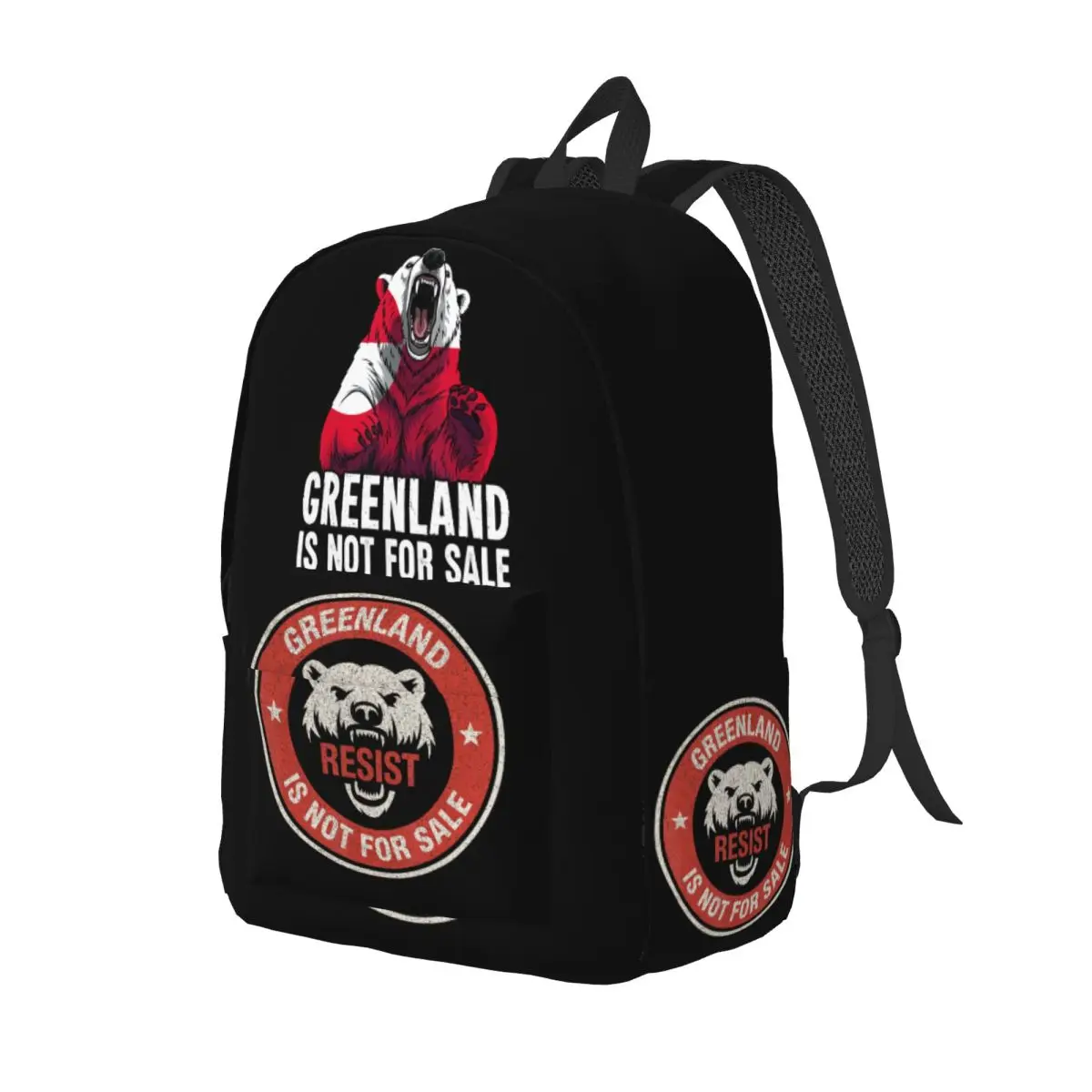 Greenland Is Not For Sale Polar Bear Resist Graphic Backpack Hiking Backpacks Women Men Cool School Bags Custom Big Rucksack