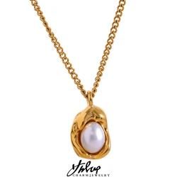 Yhpup Charm Chic Imitation Pearl Drop Pendant Necklace 18k Gold Plated Elegant Fashion Chain Delicate Collar Jewelry Women Gift