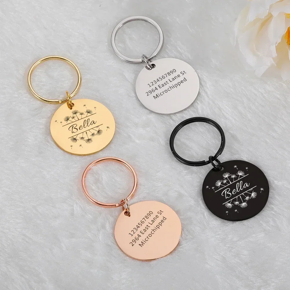 Personalized Pet Dog ID Tag Custom Anti-lost Pet Name Shiny Tags Engraving for Puppy ID Collar Nameplate Pendant for Puppy Dog