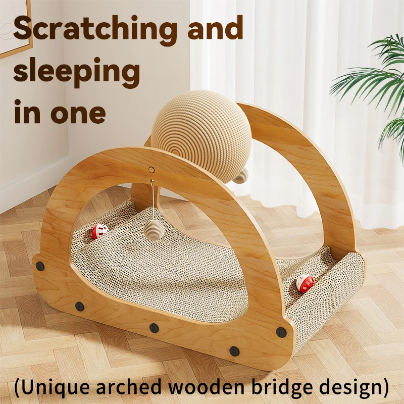 

STLFCat Scratcher Toy Natural Sisal Cat Scratching Board with Ball Cats Scratching Interactive Solid Wood Durable Scratch