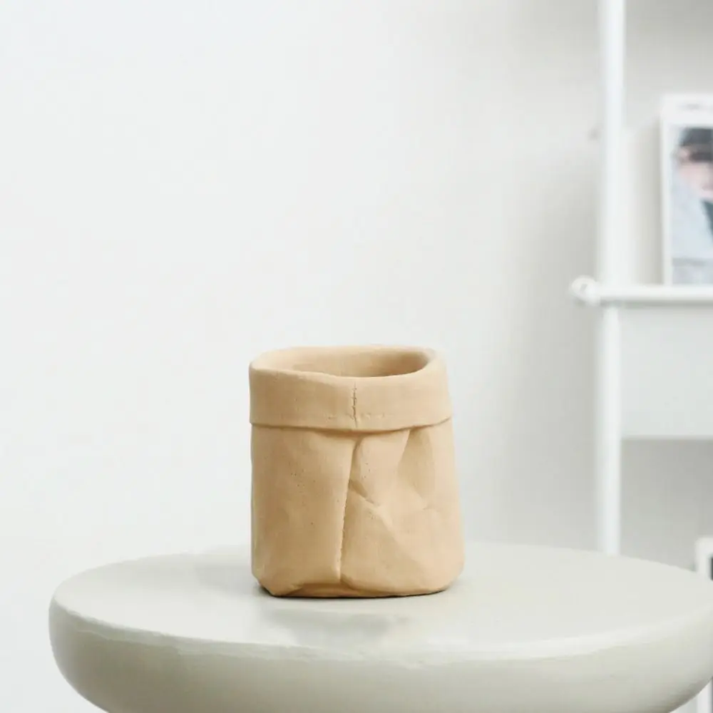 تقليد ورقة حقيبة الزهرية الحرف اليدوية الاسمنت زهرية زخرفة مقلد حامل زهور المائية غرفة نوم