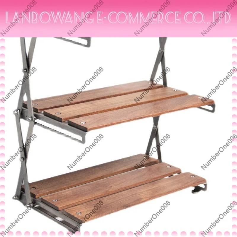 Wooden Folding Camping Shelf Multi Tier Storage Rack No Assembly for Outdoor Kitchen Home