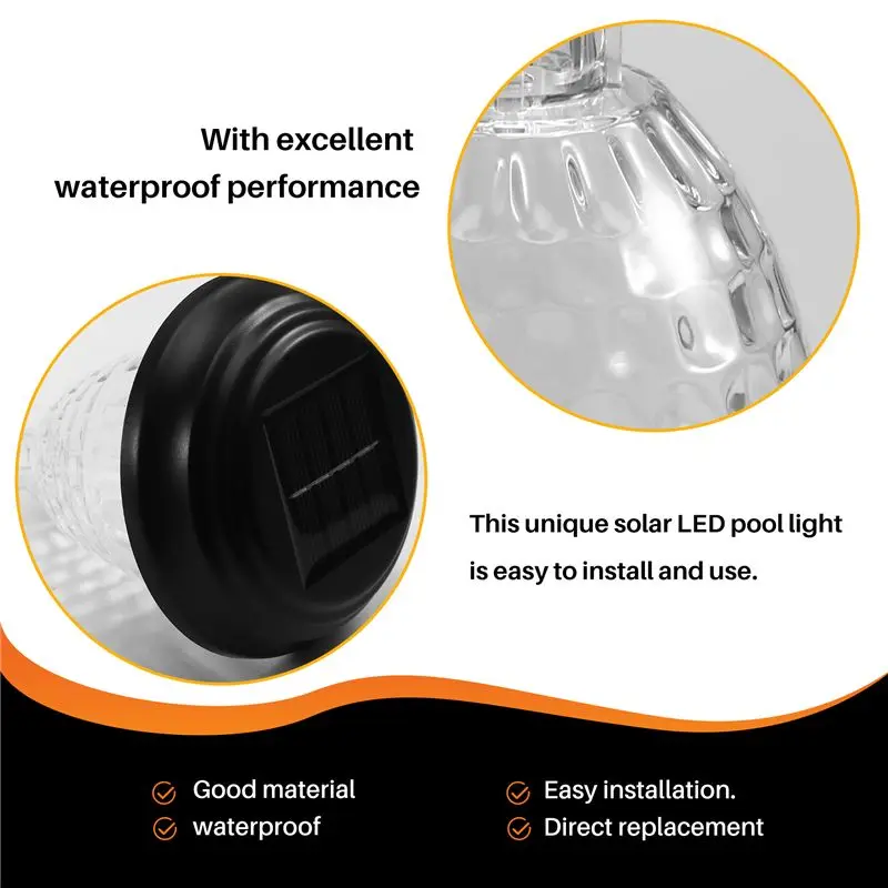 AS94-Solar Lighting Kit: 4 Lights For Above Ground Pool Fence, Perfect For Outdoor Poolside Decoration