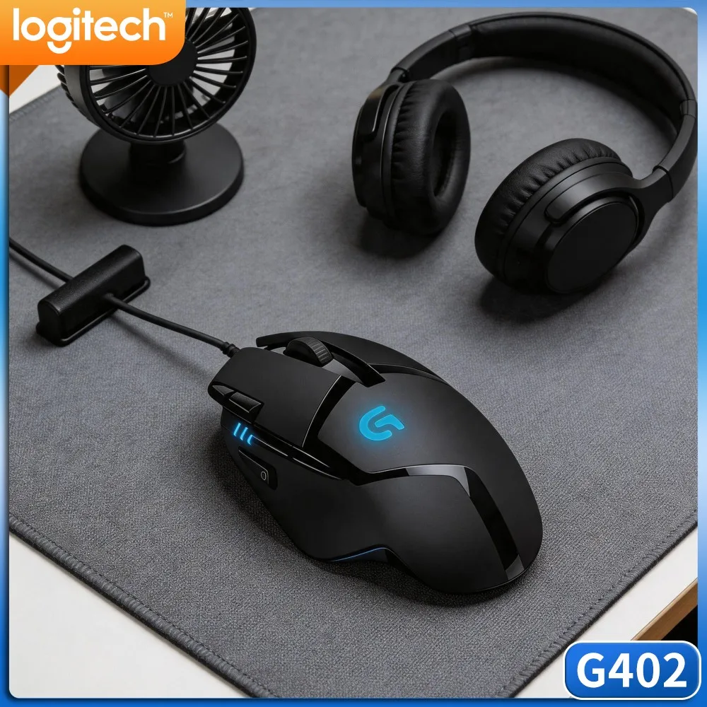 Logitech G402 Wired Gaming Mouse Ergonomic Curved Hand‑Fit Shell 1Ms Polling For MOBA Strategy Competitive Game Matches