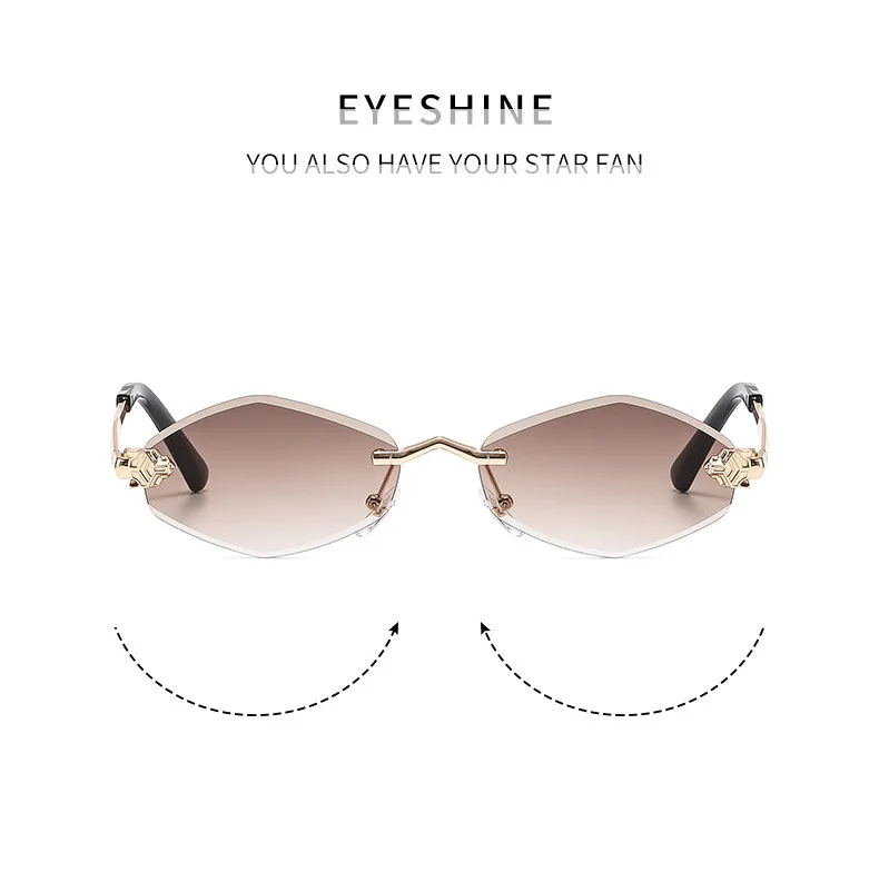 Rahmenlose Rhombus personalisierte Damen-Sonnenbrille, elegante und vielseitige klassische Sonnenbrille, luxuriöse und hochwertige Sonnenbrille UV400. – Detail 6