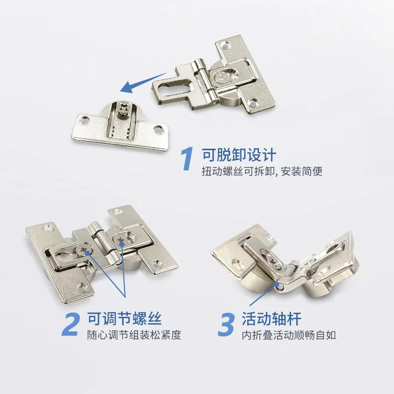 

2pcs Inner opening folding door hinge -180 degree flat hinge Wardrobe folding door sliding door double cup folding hinge