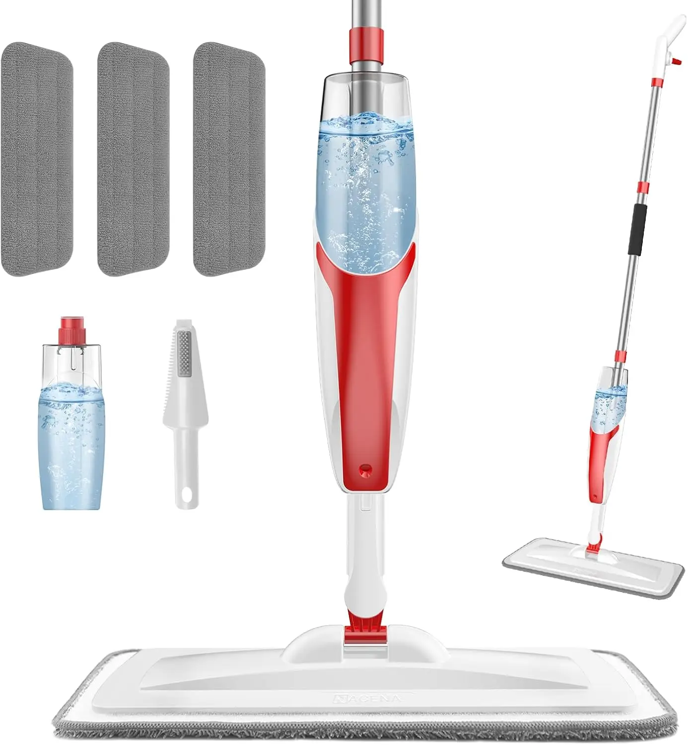 

Spray Mop with 420ml Bottle & 3 Washable Pads for Hardwood Tile Floors, Red&White