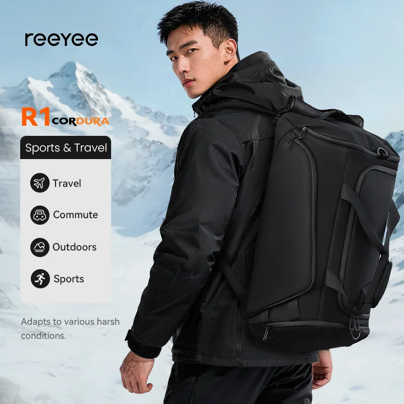 ReeYee R1 40L Large Carryall Bag, Water-Resistant Cordura Sling Bag with Shoe Compartment & Organizer, Durable Travel Tote with