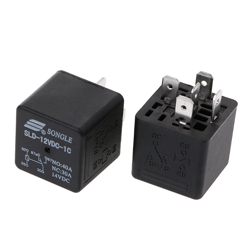 새로운 2Pcs SLD-12VDC-1C 1.6W 고전력 릴레이 NO 40A NC 30A 5핀 자동차 릴레이