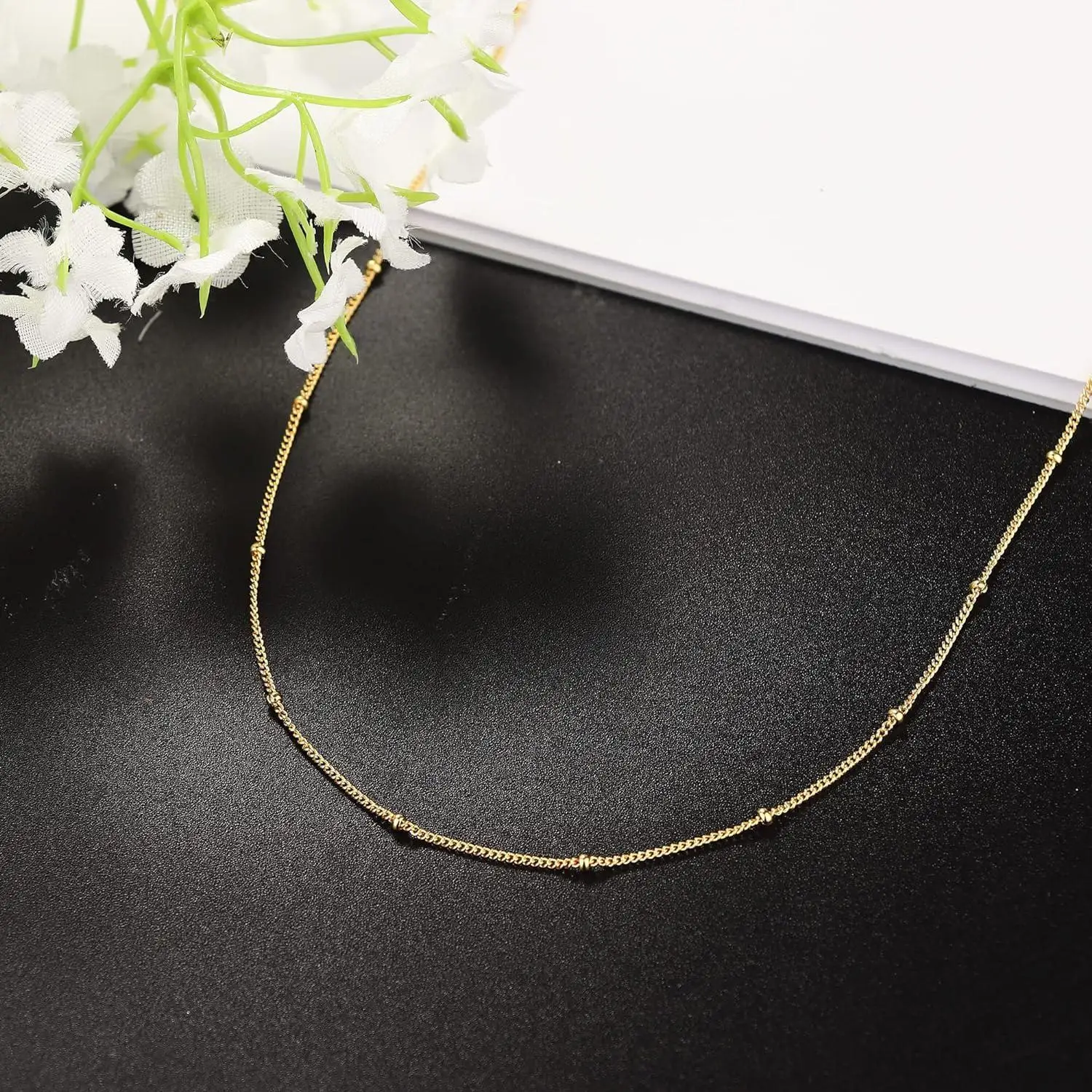 Fansilver Sterling Silber Halsketten 18 Karat Weißgold oder vergoldete Choker Halskette minimalist ische Glieder kette trend igen Schmuck