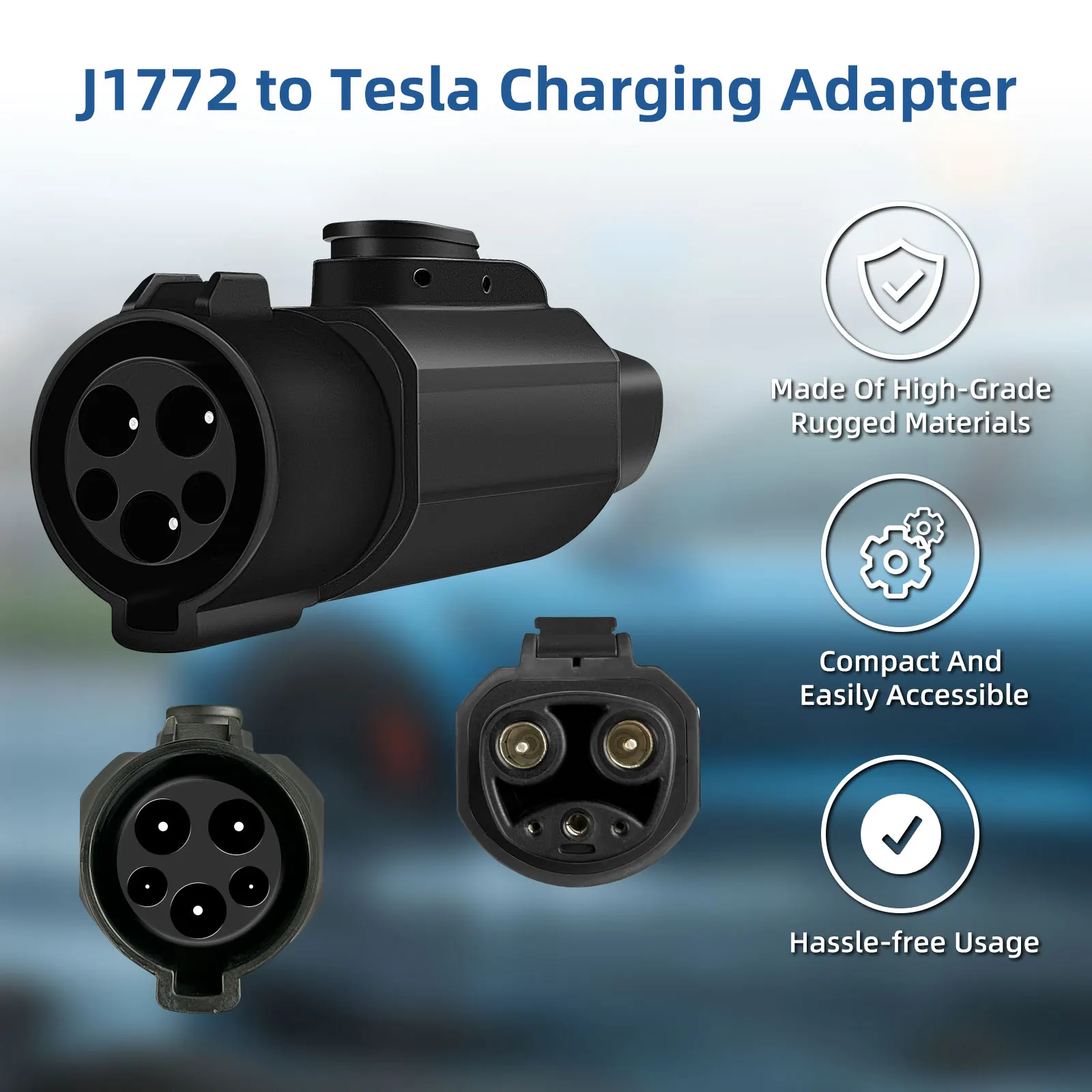 مُحول J1772 إلى NACS Type1 لسيارات تيسلا متوافق مع طرازات S/X/3/Y من السيارات الكهربائية لتيسلا