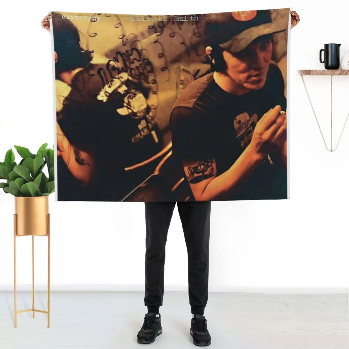 Elliott Smith!! album Throw Blanket Hairys Bed Fashion Sofas sofa bed blankets ands Custom Blankets