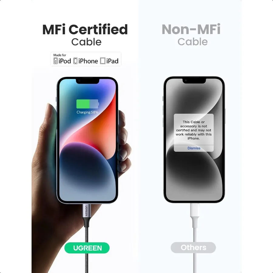 كابل USB C إلى Lightning كابل Lightning بشهادة 6FT MFi متوافق مع iPhone 14 14 Pro 14 Pro Max iPhone 13 12 11 X XR