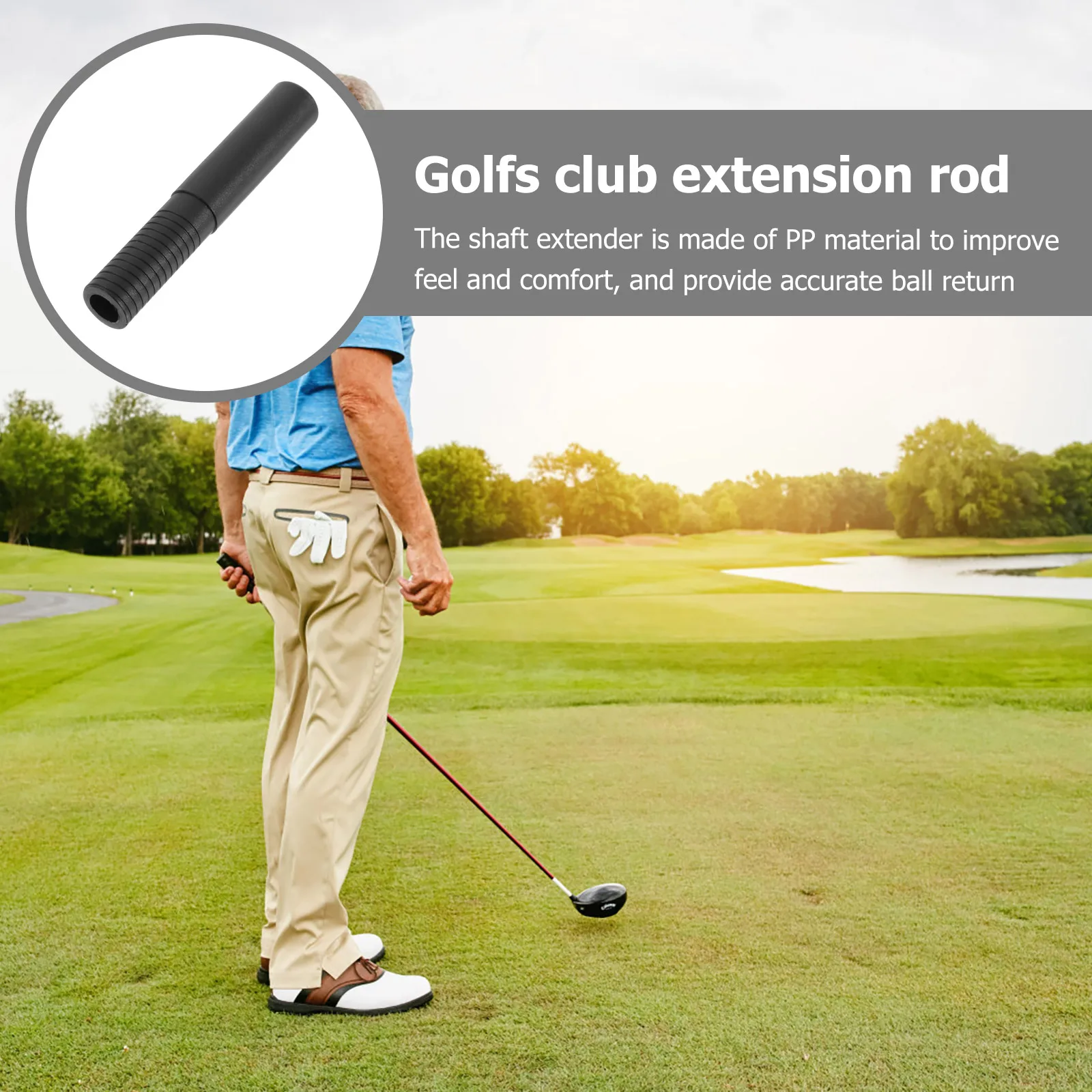 

Golf Club Shaft Extension Bar Push-On Telescopic Lightweight Pp Material Durable Adjustable Universal Fit Black For Golf Sports
