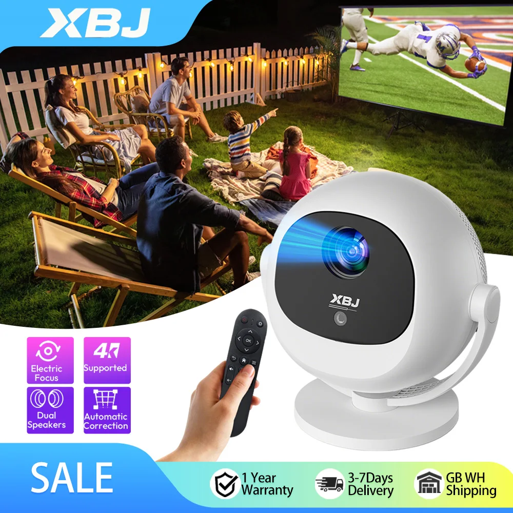 Upgraded Mini Projector, 1280x720P HD , 300 ANSI LED Portable Projector with Bluetooth 6.0, Auto Keystone HDMI USB Home theater