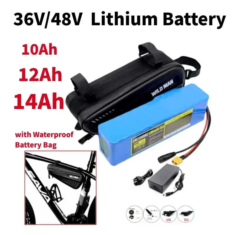 

36V 48V 14Ah 18650 Rechargeable Lithium Battery Pack 10S3P 13S3P 500W Power Bicycle Scooter Electric Vehicle with Waterproof Bag