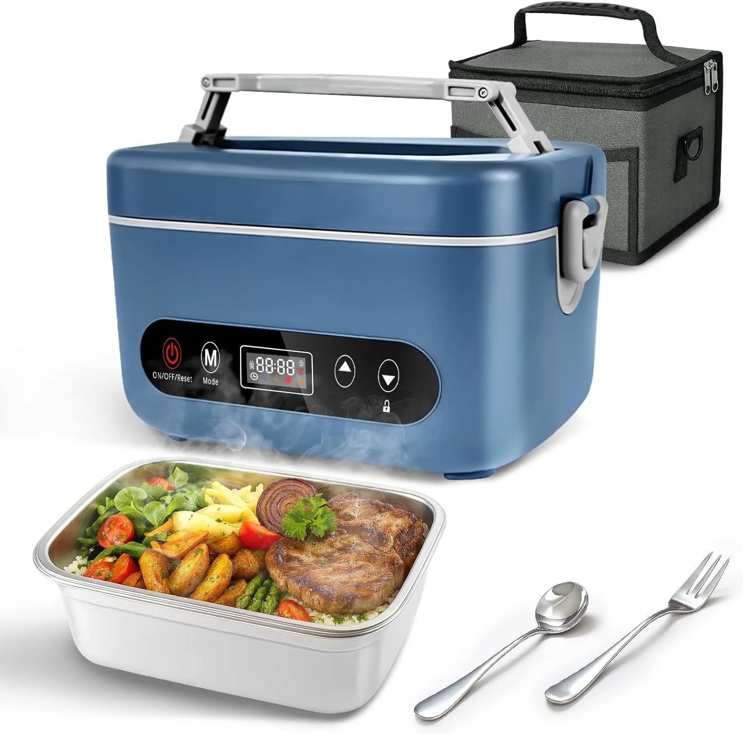 

Usb Rechargeable Lunch Box Portable Camping Electric Lunch Box No Water Cordless 1.2L Smart Thermal Lunch Box