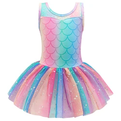 Girls Ballet Leotards Sparkly Sleevesless Mesh Dance Dress Tutu Ballerina Costume for Kids Toddler Gymnastics Outfit