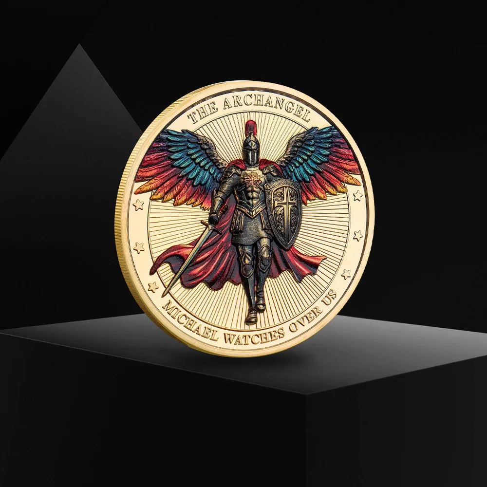 Feathered Knight Warrior Gold Plated Commemorative Coin Double-sided Embossed Plated Coins Souvenir Gift For Friends Ornament