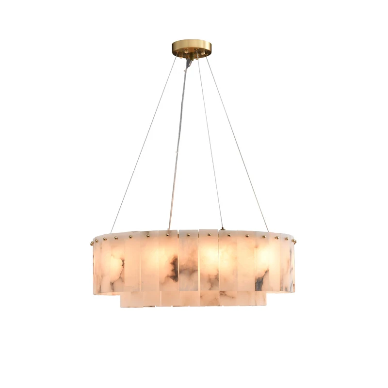 2025 Trendy Marble Collection Gold Silver Hanging Lamps Chandelier Lighting Suspension Luminaire Lampen For Dinning Room