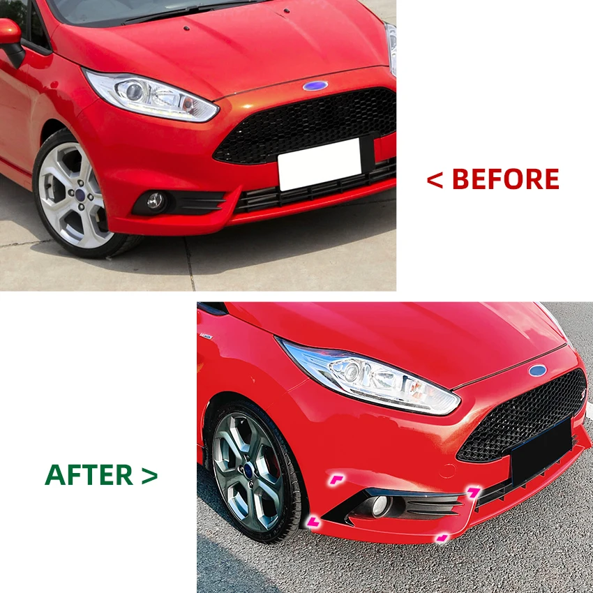 2Pcs Front Bumper Cover Wind Knife For Ford Fiesta ST MK6 2012-2017 Fog Lamp Trim Blade Trim Light Car Accessories Glossy Black