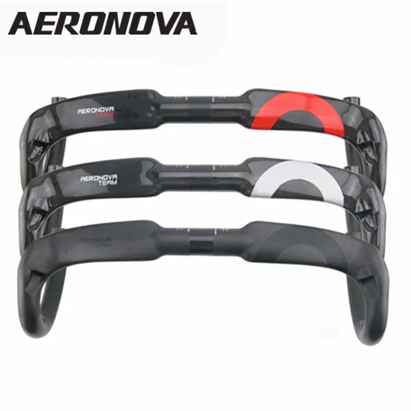 AERONOVA Carbon Fiber Road Bike Handlebar Bicycle Internal Winding Handlebar 31.8mm Red/Black/Silver Carbon Handlebars Bike Bars