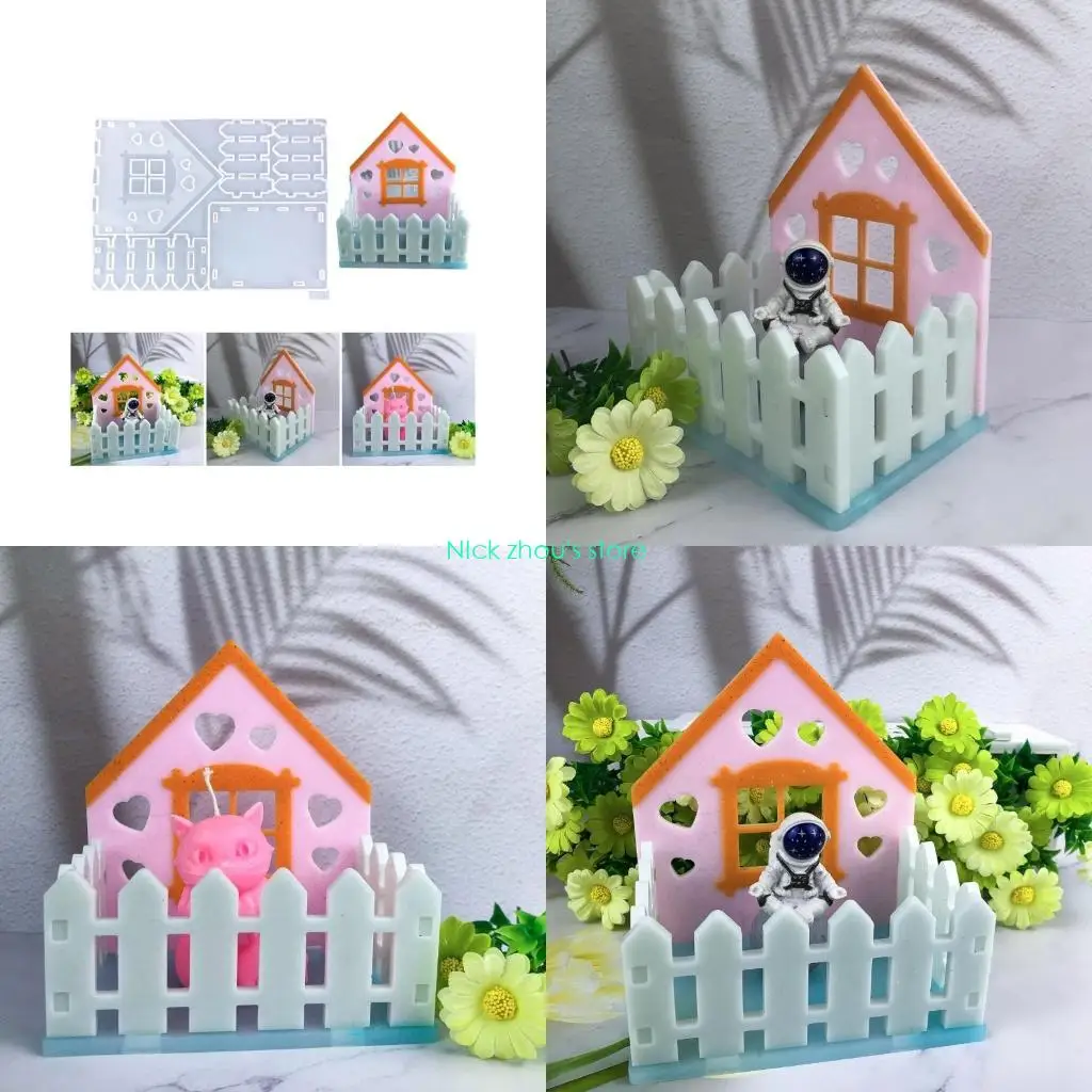 

E15E дом и забор в форме орнамента, гибкая силиконовая форма для украшения, ювелирный инструмент, форма для украшения гостиной