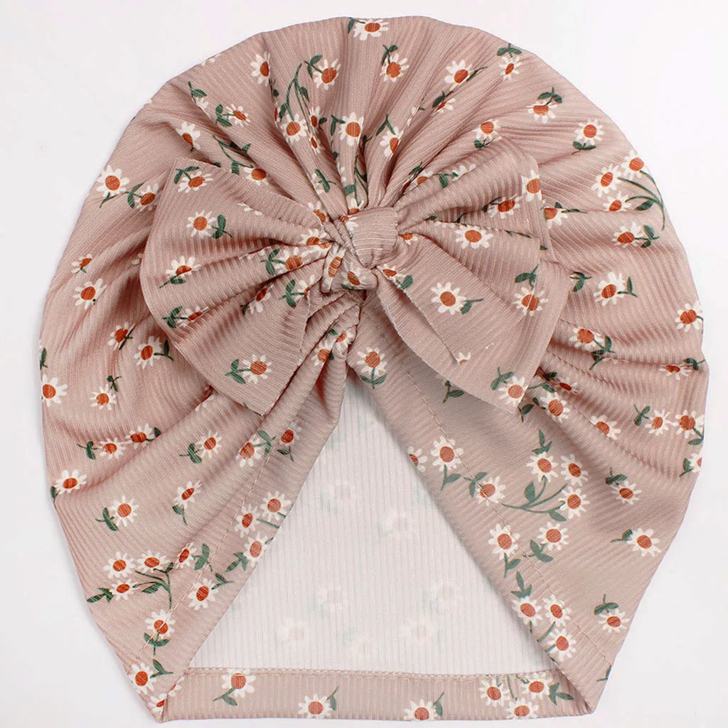 New Floral Children's Hat Printed Bow Baby Indian Pullover Hat Baby Hat Baby Children's Accessories