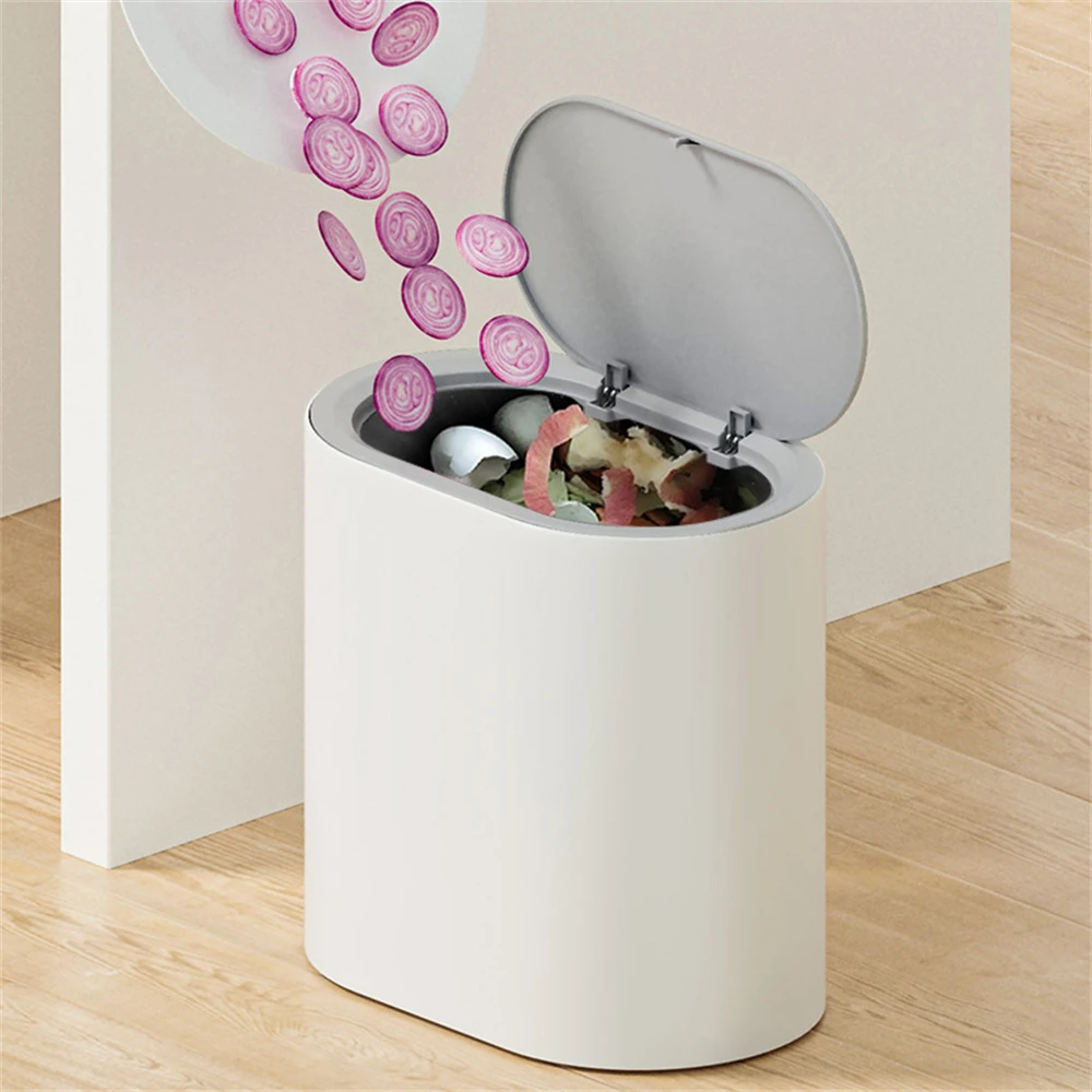 Trash Can 7l 12l Press Type Household Simple High Color Value Waste Bins Desktop Toilet Narrow Gap Garbage Bin Trash