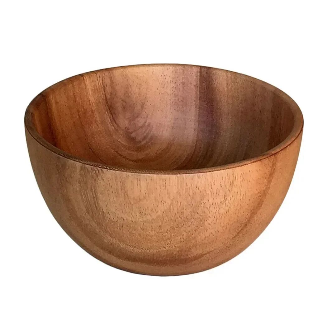 Natural Wooden Salad Bowl Serving Tableware For Rice Soup Dip Coffee Tea Household Fruit Bowl Wood Food Container Utensils