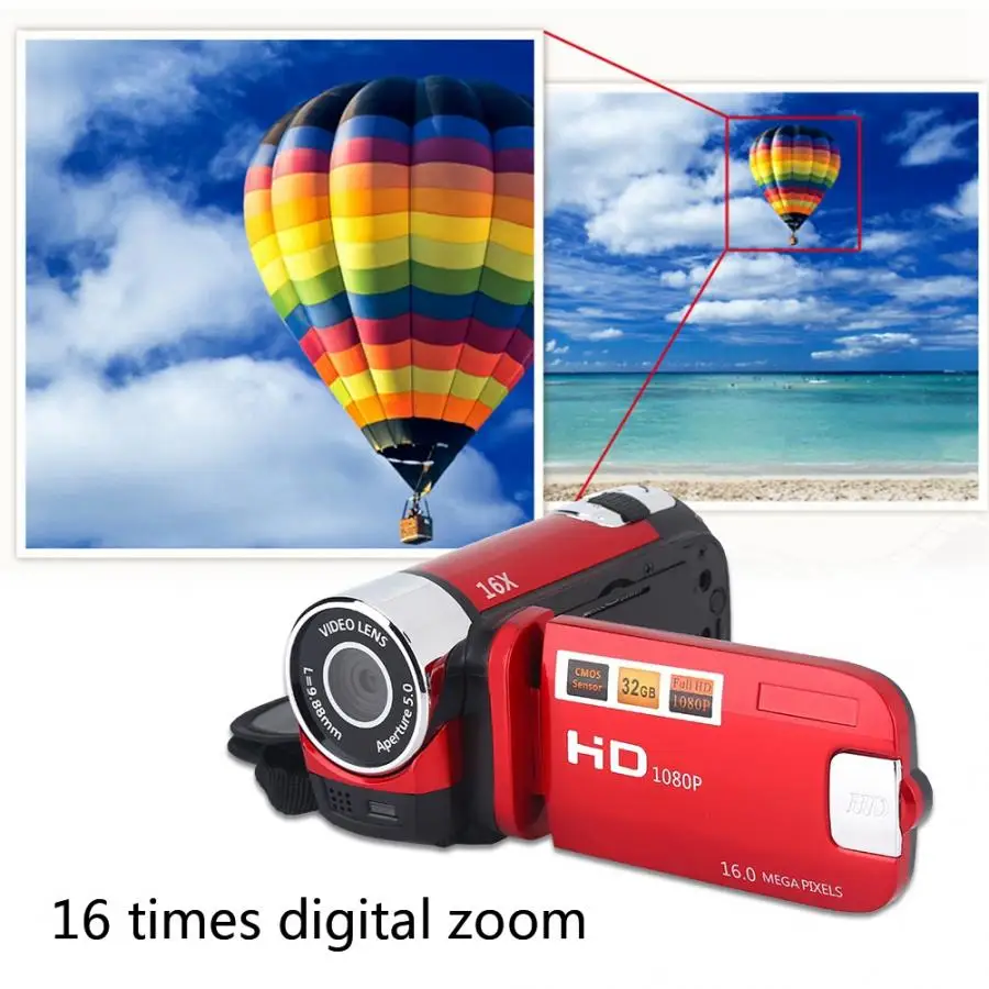 Digital Camcorder 720P Full HD 16MP DV Camcorder Digital Video Camera 270 degree Rotation Screen 16X Night Shoot Zoom