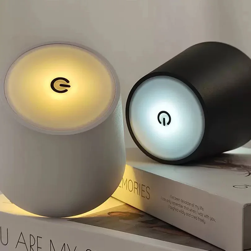 Wireless Bottle Table Lamp 3Colors Dimmable Touch Night Light USB Rechargeable desk lamp for Bar  Room Study Office desk light