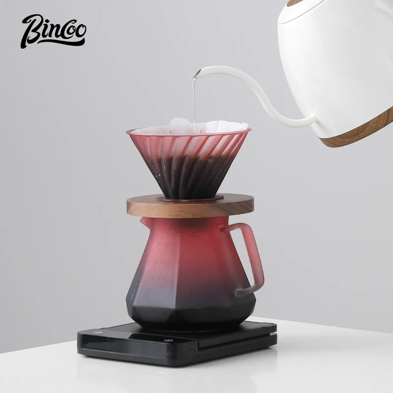 

Bincoo Blackberry Стеклянный кофе для приготовления вручную Кастрюля для совместного использования Фильтр-чашка Набор чайников для заваривания Инструмент для бариста 600 мл