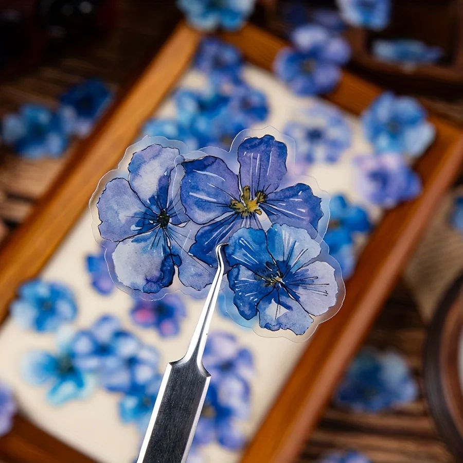 1 unidad, pegatinas florales de acuarela, material PET, con adhesivo de respaldo, adecuadas para esculturas abstractas