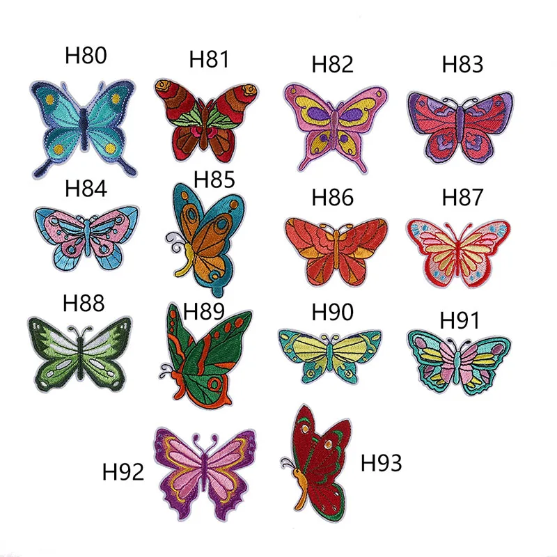 10/14pcs Bright Colorful embroidery Iron-on sticker Self stick Butterfly fabric patch F Backpack T-shirt DIY hat scarf handcraft